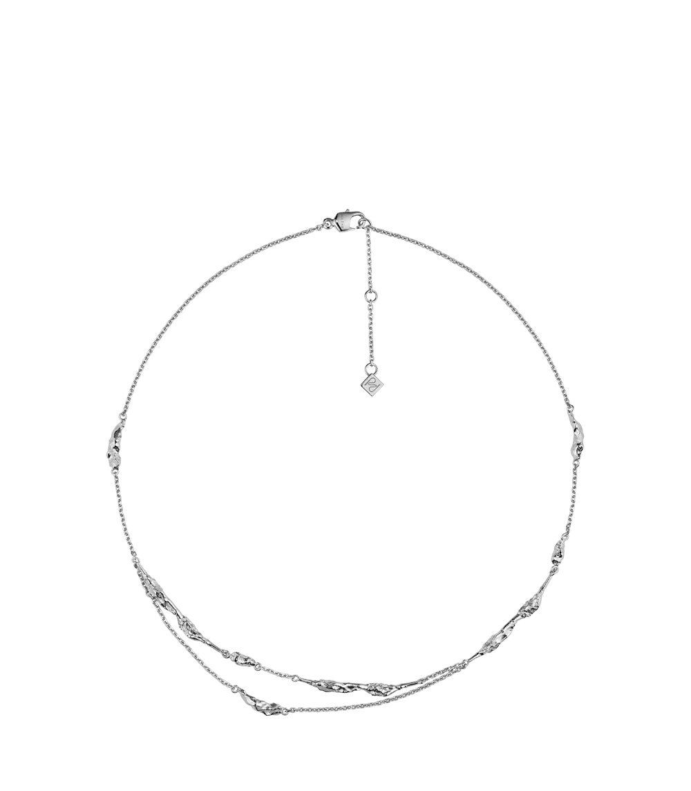 Eroz Double Chain - Silver in rhodium plated brass